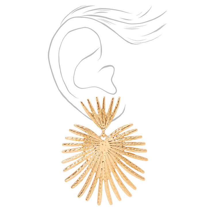 Gold Art Deco Linear 3&quot; Drop Earrings,