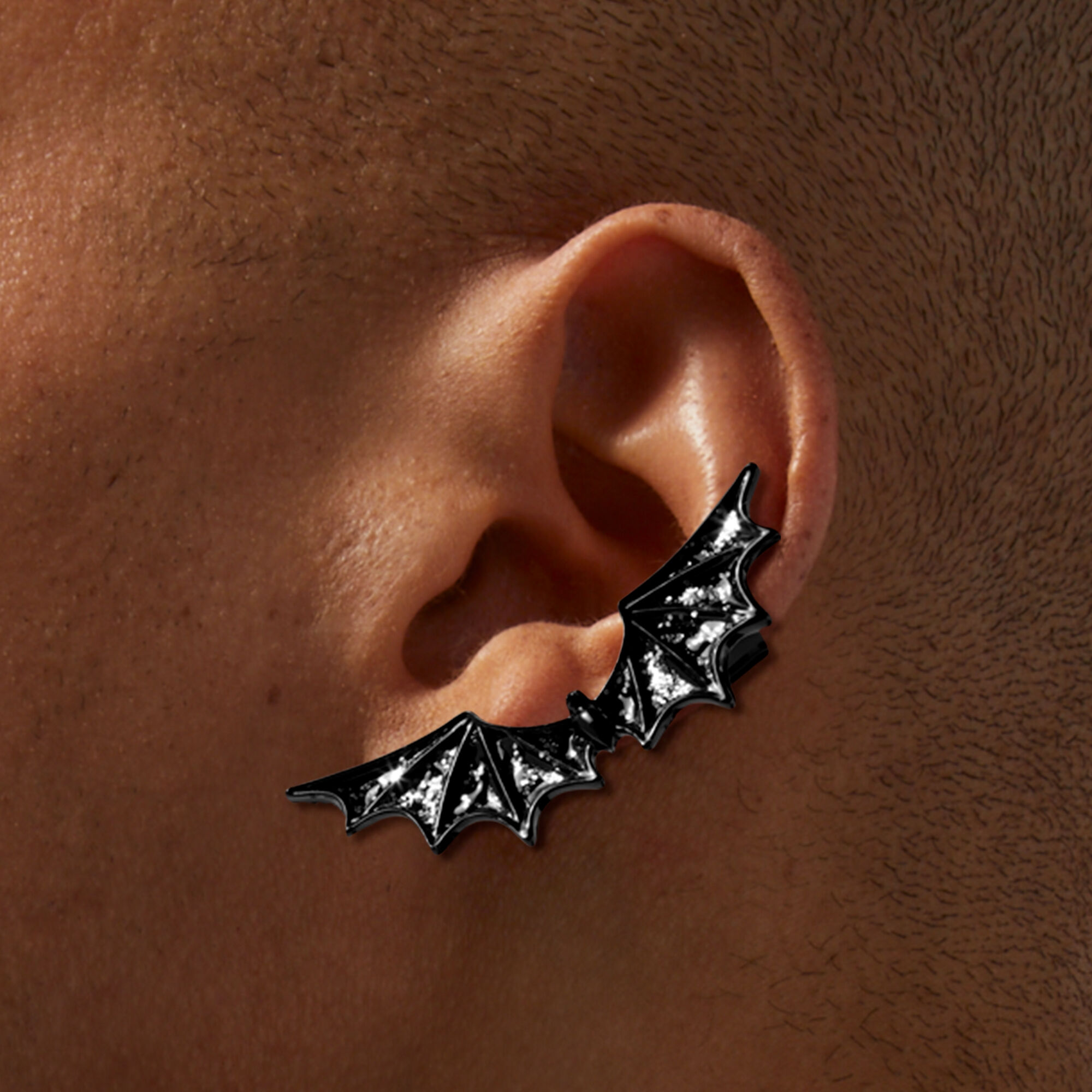 Glitter Black Bat Crawler Stud Earrings Icing US