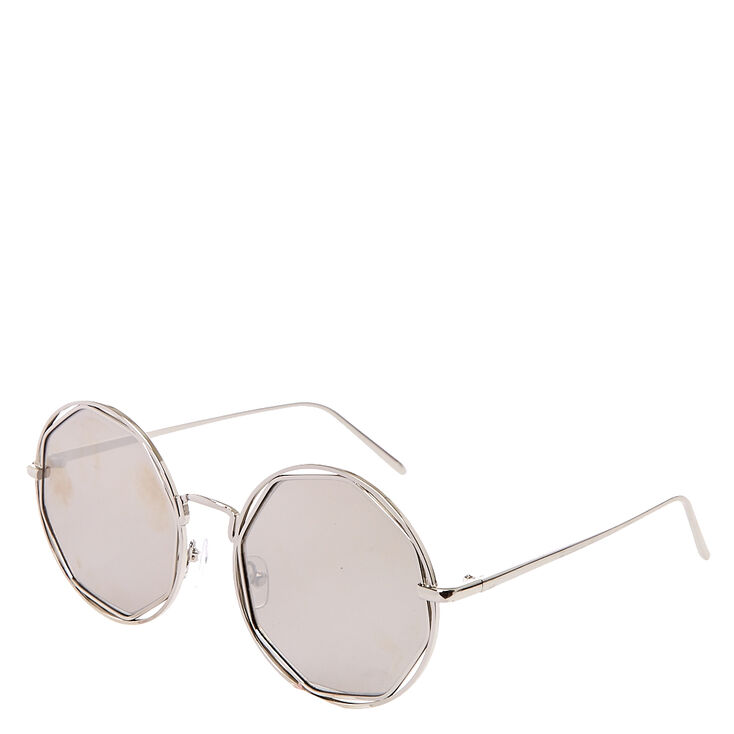 Round Silver Mirror Sunglasses,