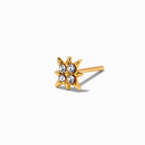 Crystal Star 22G Gold-tone Sterling Silver Nose Ring,