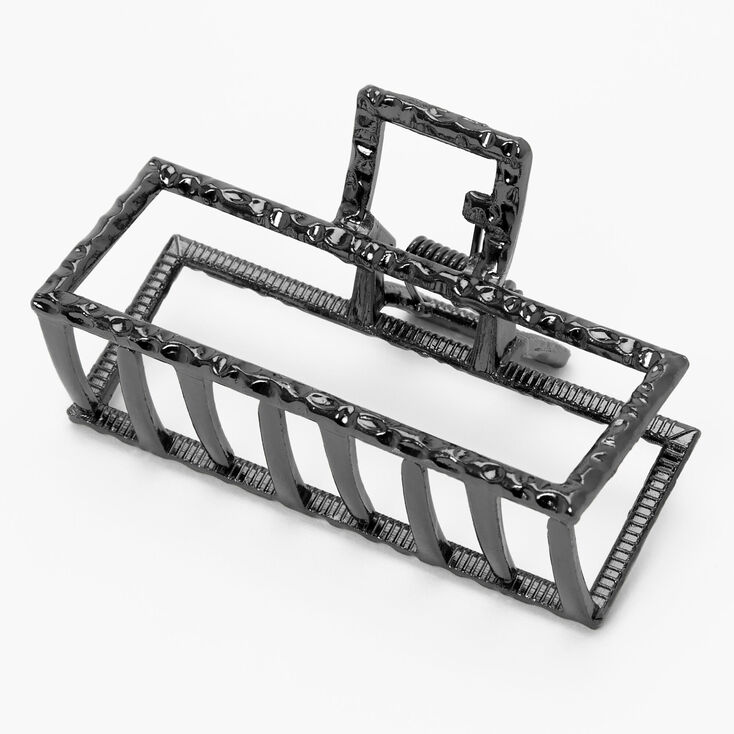 Hematite Open Rectangle Metal Hair Claw,