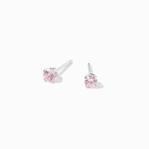 Icing Exclusive Platinum 3mm Pink Cubic Zirconia Studs Ear Piercing Kit with Ear Care Solution,