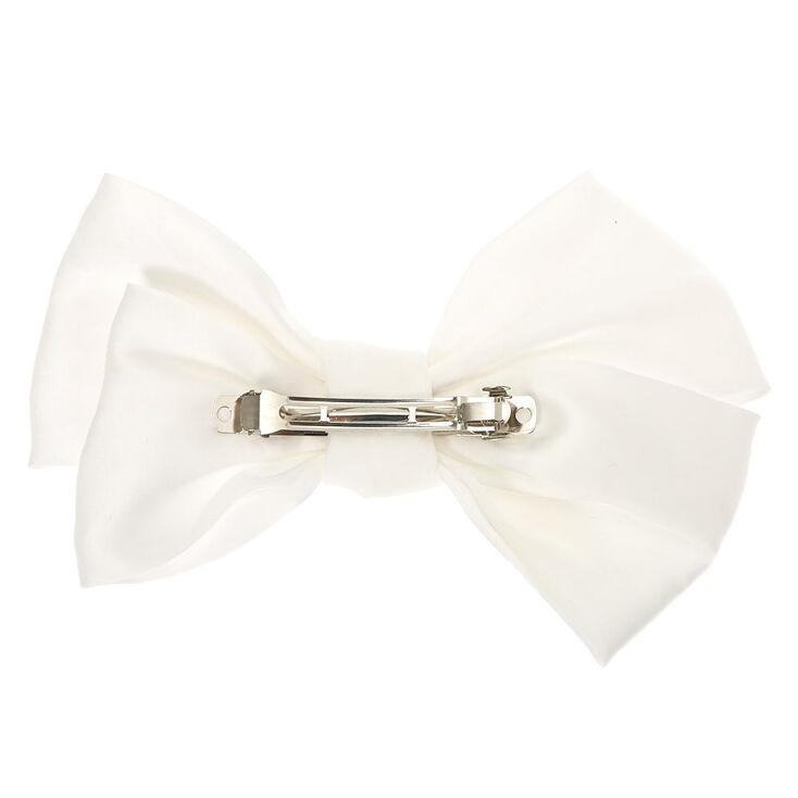 Icing White Satin Bow Barrette Hair Clip