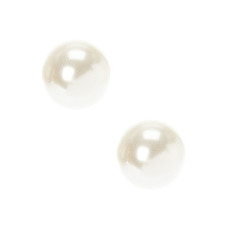 White  Pearl 12 MM Stud Earrings,