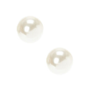 White Faux Pearl 12MM Stud Earrings ,