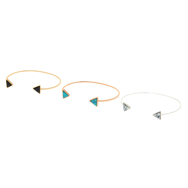 Gold Marble Triangle Cuff Bracelets - 3 Pack,