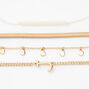 Gold Initial Beaded Chain Bracelets - 4 Pack, J,
