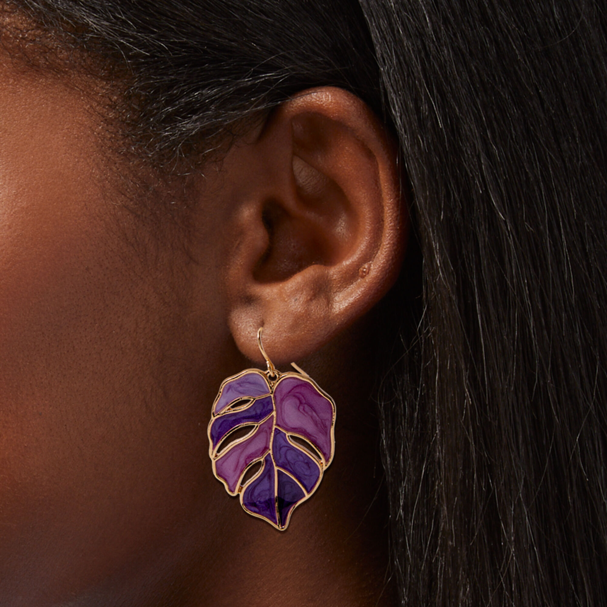 Purple drop earrings discount