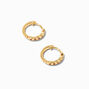 Icing Select 18k Yellow Gold Plated Cubic Zirconia 8MM Fuchsia Bubble Huggie Hoop Earrings,