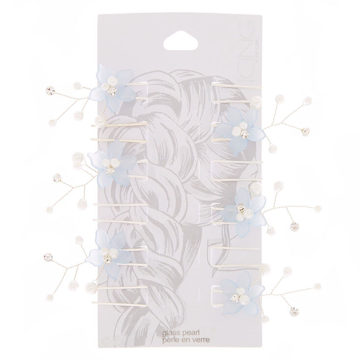 Frosted Flower Hair Spinners - Blue, 6 Pack,
