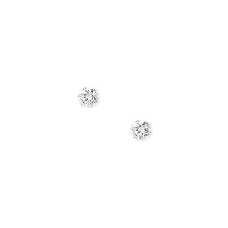 Sterling Silver Cubic Zirconia 8MM Cupcake Stud Earrings,