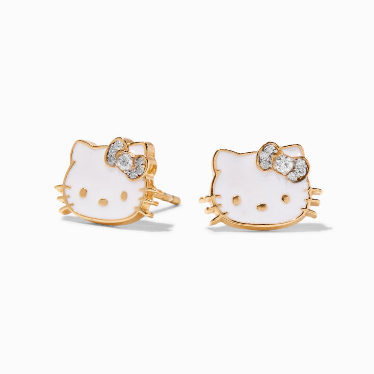 Hello Kitty&reg; 50th Anniversary Icing Exclusive Sterling Silver 1/20 ct. tw. Lab Grown Diamond &amp; Enamel Stud Earrings,