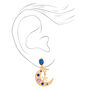 Gold 1&quot; Crescent Moon Star Drop Earrings - Blue,