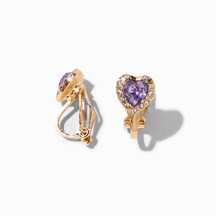 Purple Heart Halo Clip-On Stud Earrings,