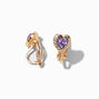 Purple Heart Halo Clip-On Stud Earrings,