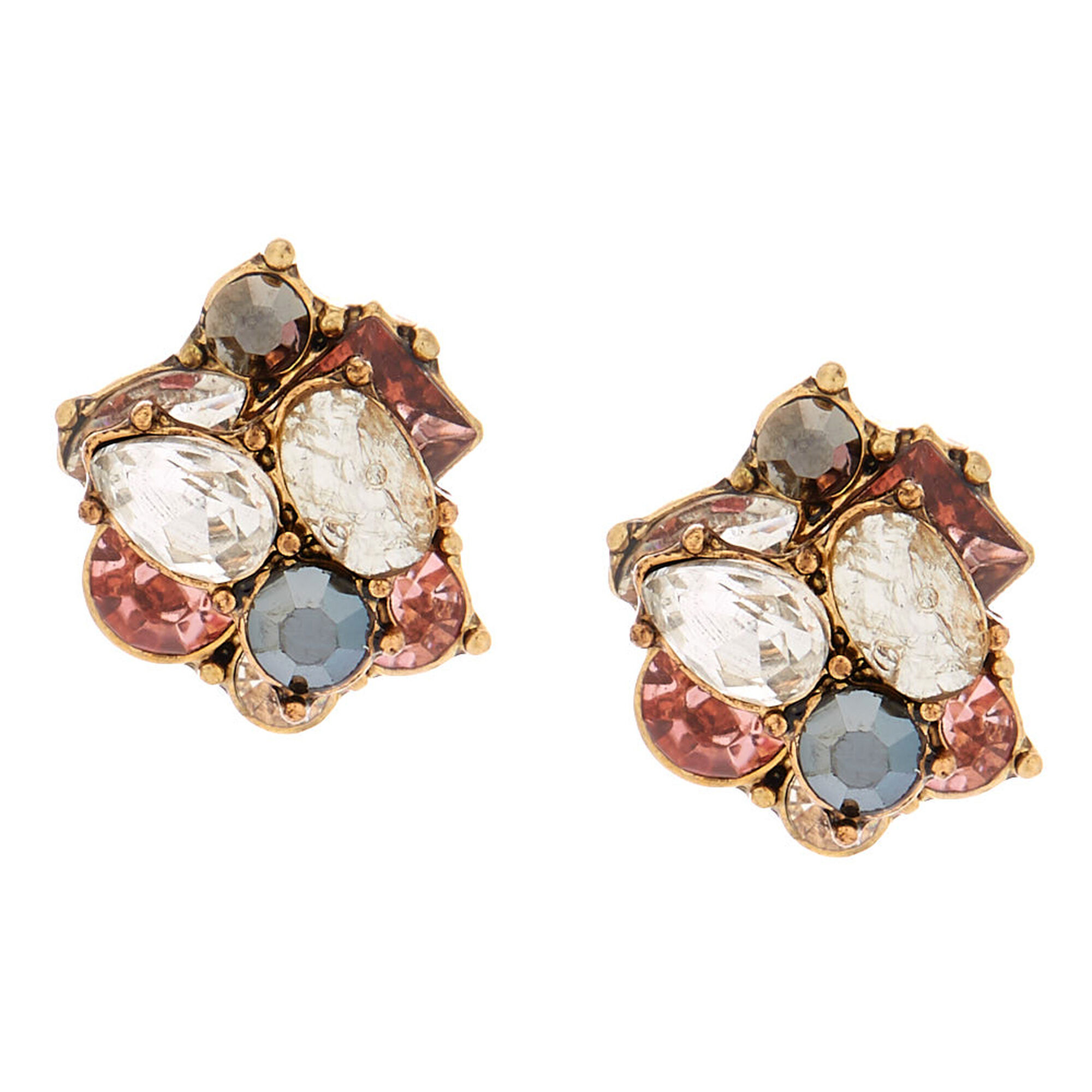 Antique Gold Embellished Stud Earrings Pink Icing Us Antique Gold Embellished Stud Earrings Pink