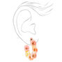 Pink &amp; Yellow 30MM Resin Floral Hoop Earrings,