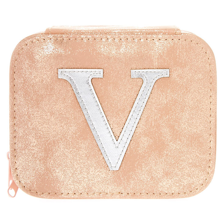 Blush Pink "V" Initial Jewelry Case,