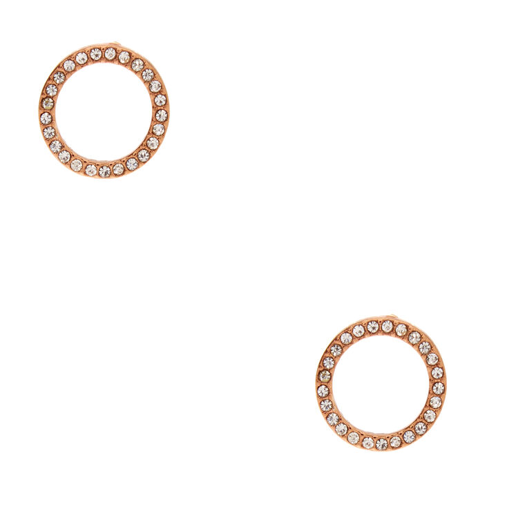 Rose Gold-Tone Open Circle Earrings,