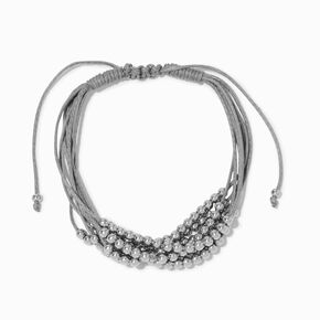 Gray Multi-Strand Silver-tone Beaded Bolo Bracelet,
