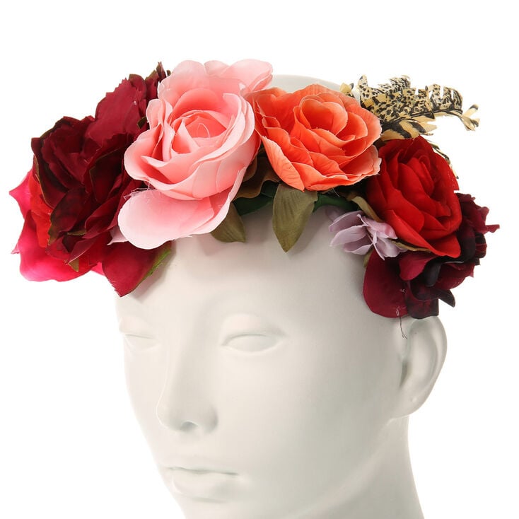 Rosy Red Oversized Flower Crown Headwrap,