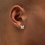 Silver Cubic Zirconia 8MM Square Stud Earrings,