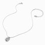 Melting Disc Silver-tone Pendant Necklace,