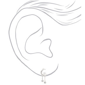 Silver 1&quot; Celestial Drop Earrings,