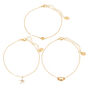 Gold Under the Sea Chain Anklets - 3 Pack,