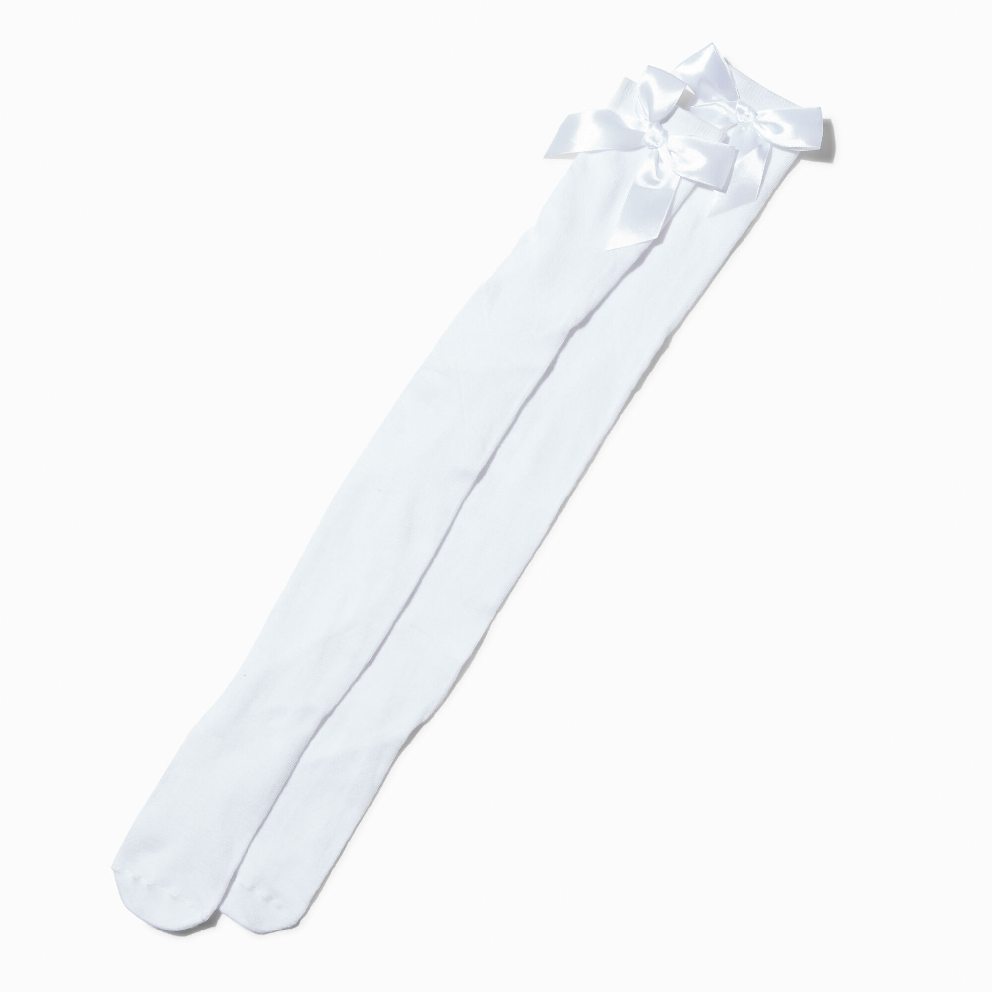 White over the knee socks with bows cheap