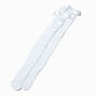 White Over The Knee Satin Bow Socks,