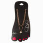 Gold Cubic Zirconia Bezel Pendant &amp; Paperclip Chain Anklets - 2 Pack,