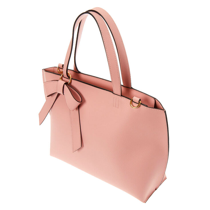 Bow Accent Satchel Crossbody Bag Pink Icing Us