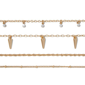 Gold-tone Spike Necklace Set - 4 Pack,