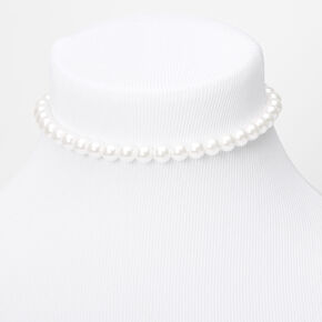 Classic 8MM Pearl Choker Necklace - White,