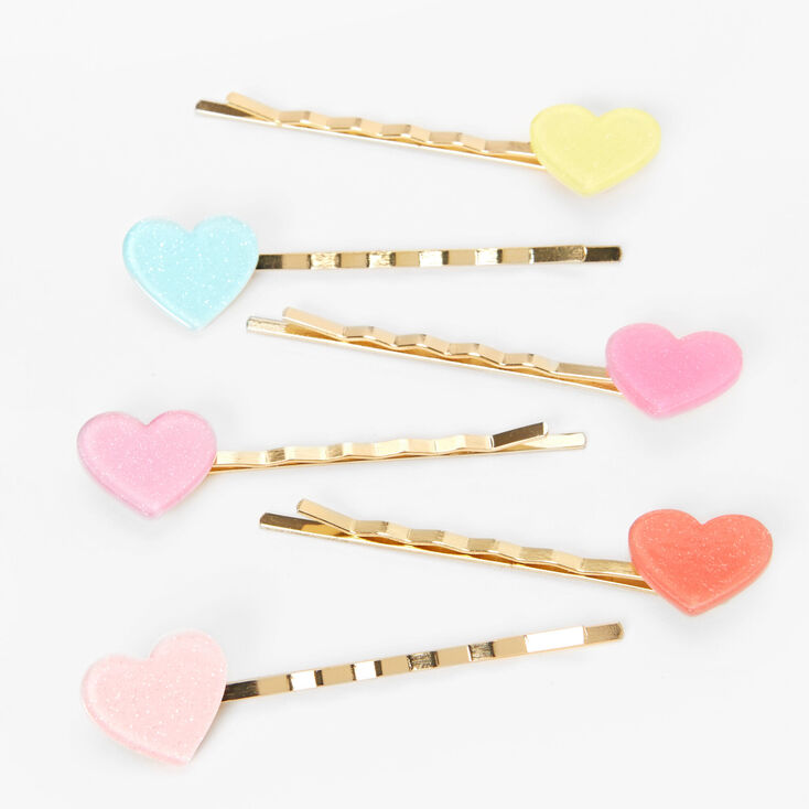 Pastel Heart Hair Pins - 6 Pack,