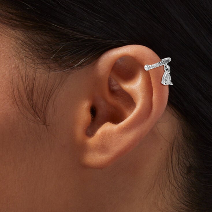 Silver Cubic Zirconoa Teardrop Ear Cuff,