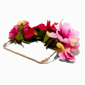 Tonal Pink Flower Crown Headwrap,