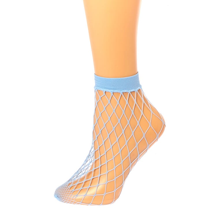 Blue Fishnet Ankle Socks,