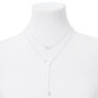 Silver Cut Out Moon &amp; Star Y-Neck Multi Strand Necklace,