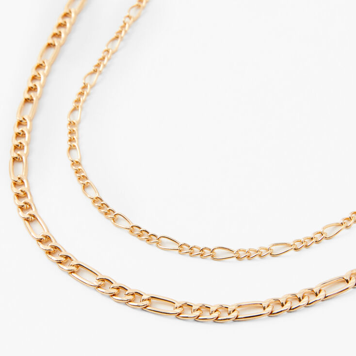 Gold Chunky Figaro Chain Link Necklace Set - 2 Pack,