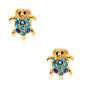 Gold Turtle Clip On Stud Earrings,