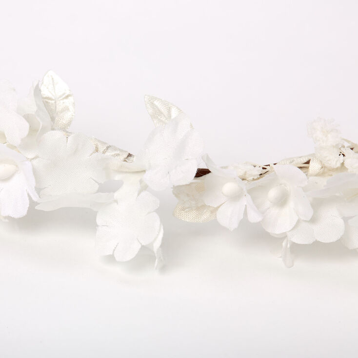 Mini Flower &amp; Leaf Headwrap - White,