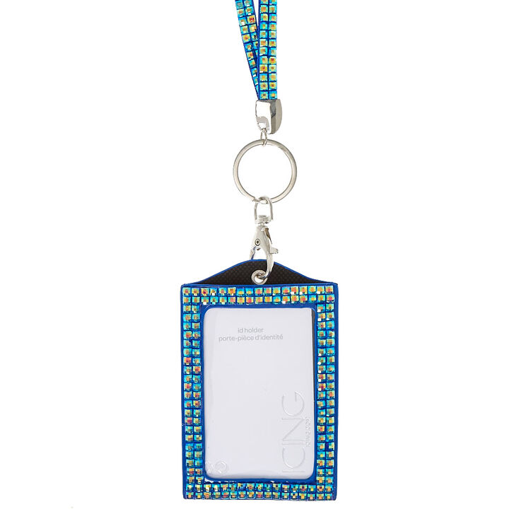 Blue Crystal Keyring ID Holder,