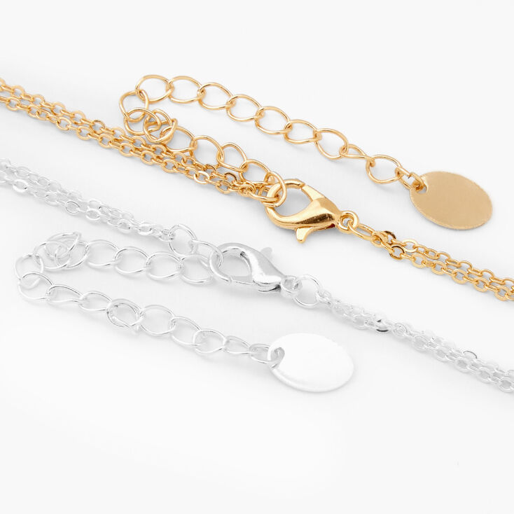 Mixed Metal Lock Key Pendant Necklaces - 2 Pack,