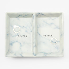 White Marble &quot;To Have &amp; To Hold&quot; Wedding Jewelry Holder Tray,