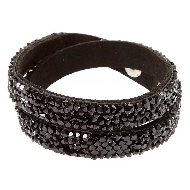 Black & Silver Gem Wrap Bracelet,