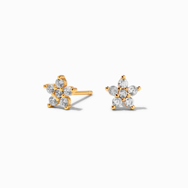 Icing Select 18k Yellow Gold Plated Cubic Zirconia Flower Stud Earrings,