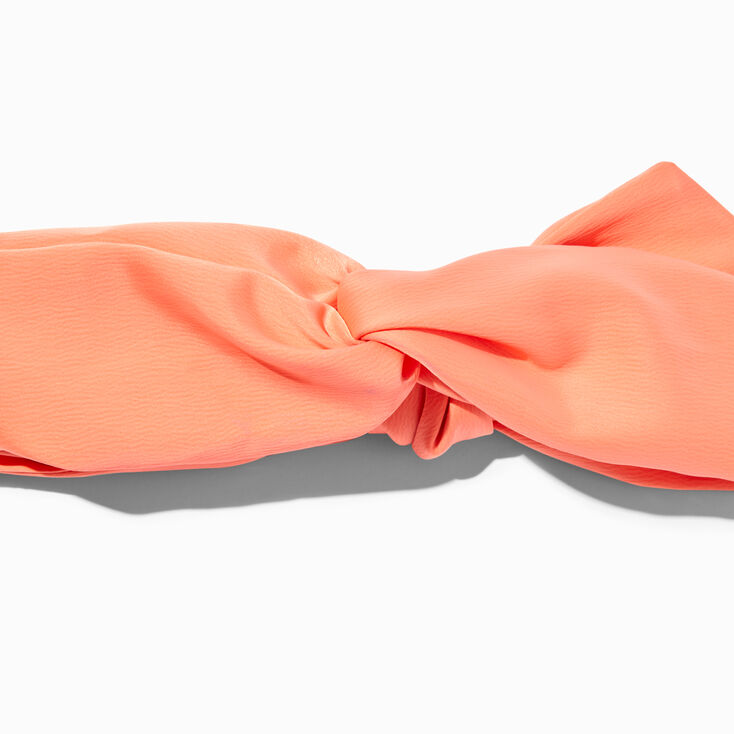 Coral Silky Bow Twist Headwrap,