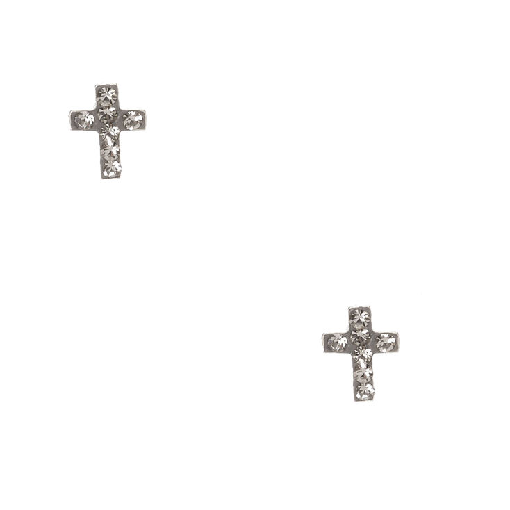 925 Sterling Silver Hematite Cross Earrings,